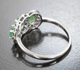 Замечательное серебряное кольцо с изумрудами и черными шпинелями Серебро 925