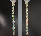 Великолепные серебряные серьги с кристаллическими эфиопскими опалами