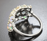Шикарное серебряное кольцо с кристаллическими эфиопскими опалами Серебро 925