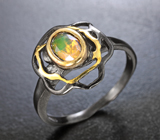 Серебряное кольцо с ограненным эфиопским опалом