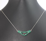 Оригинальное серебряное колье с родолитом гранатом и хризопразом Серебро 925