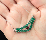 Оригинальное серебряное колье с родолитом гранатом и хризопразом Серебро 925