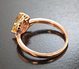 Прелестное серебряное кольцо с цитрином и черными шпинелями Серебро 925