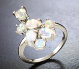 Чудесное серебряное кольцо с кристаллическими эфиопскими опалами