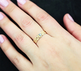 Золотое кольцо с уральским александритом высокой чистоты 0,14 карата