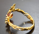 Кольцо со спессартином «фанта» 1,53 карата и бриллиантом 0,17 карата Золото