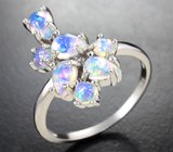 Чудесное серебряное кольцо с кристаллическими эфиопскими опалами