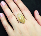 Золотое кольцо с крупным рутиловым кварцем 17,21 карата Золото
