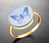 Золотое кольцо с агатовой камеей на халцедоне 5,48 карата