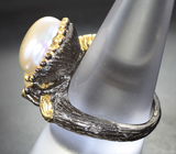 Серебряное кольцо с жемчугом и аметистами