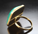 Золотое кольцо с крупным уральским малахитом необычного градиента на долерите 36,96 карата