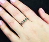 Изящное cеребряное кольцо с цаворитом гранатом и ограненными черными опалам