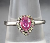 Великолепное серебряное кольцо с рубином и сапфирами