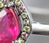 Великолепное серебряное кольцо с рубином и сапфирами Серебро 925