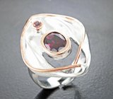 Серебряное кольцо с родолитом и розовым турмалином