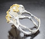 Серебряное кольцо с лунным камнем 13,31 карата и апатитами