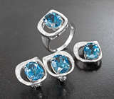 Роскошный серебряный комплект с насыщенно-синими топазами