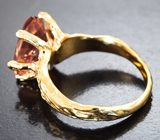 Золотое кольцо с орегонским солнечным камнем 3,96 карата! Редкая огранка