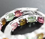 Роскошные серебряные серьги с разноцветными турмалинами