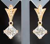 Серьги с муассанитами 11,01 карата и бриллиантами Золото
