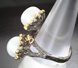 Серебряное кольцо с жемчугом и альмандинами гранатами
