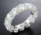 Серебряное кольцо с чистейшими пастельно-голубыми муассанитами топовой огранки 6,09 карата Серебро 925