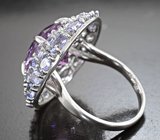 Роскошное серебряное кольцо с аметистом и танзанитами Серебро 925