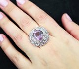 Роскошное серебряное кольцо с аметистом и танзанитами Серебро 925