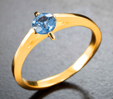 Золотое кольцо c редкой синей шпинелью высокой чистоты 0,47 карата Золото