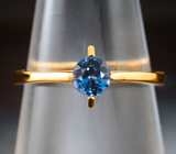Золотое кольцо c редкой синей шпинелью высокой чистоты 0,47 карата Золото