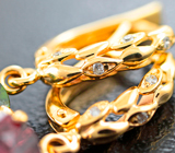 Золотые серьги с разноцветными насыщенными турмалинами 12,1 карата и бриллиантами