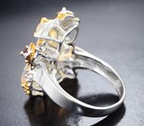 Серебряное кольцо с кристаллическими эфиопскими опалами, альмандинами гранатами и родолитами