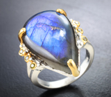 Серебряное кольцо с лабрадоритом 18,21 карата и перидотами Серебро 925