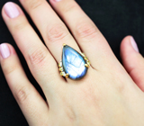 Серебряное кольцо с лабрадоритом 18,21 карата и перидотами Серебро 925