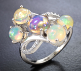 Изысканное серебряное кольцо с кристаллическими эфиопскими опалами