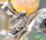 Изысканные серебряные серьги с кристаллическими эфиопскими опалами