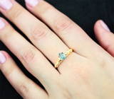 Золотое кольцо с насыщенным уральским александритом высокой чистоты 0,48 карата и бриллиантами Золото
