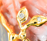 Золотое кольцо с красивейшим резным solid кораллом 12,55 карата и бриллиантами