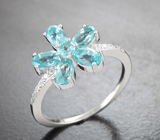 Чудесное серебряное кольцо с голубыми апатитами
