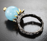 Серебряное кольцо cо сферой аквамарина 13,26 карата