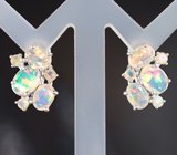 Роскошные серебряные серьги с ограненными эфиопскими опалами Серебро 925