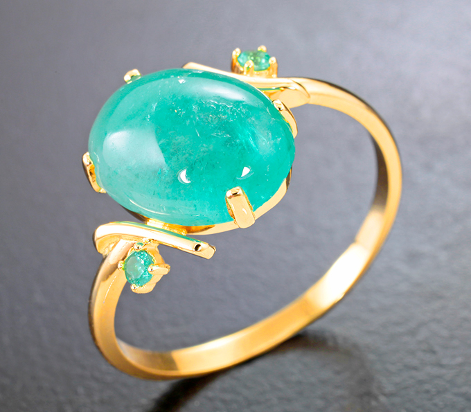 Золотое кольцо с уральскими изумрудами 3,55 карата
