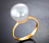 Золотое кольцо с серебристой морской жемчужиной 11,77 карата Золото