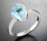 Стильное серебряное кольцо с голубым топазом Серебро 925