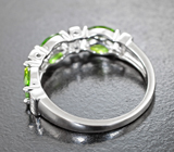 Прелестное серебряное кольцо с диопсидами Серебро 925
