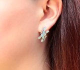 Эффектные серебряные серьги с кристаллическими эфиопскими опалами