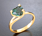 Золотое кольцо с насыщенным индиголитом турмалином редкой огранки 1,88 карата и бриллиантами