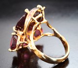 Золотое кольцо с крупными рубеллитами турмалинами 16,69 карата и бриллиантами