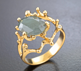 Золотое кольцо с крупным уральским александритом 3,85 карата и бриллиантами