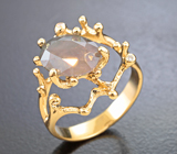Золотое кольцо с крупным уральским александритом 3,85 карата и бриллиантами Золото